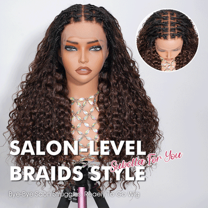 Braided Glueless Wig Drawstring Cap 13x6 HD Lace Front Knotless Boho Curls Human Hair Wigs